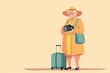 © Leo - Elderly woman traveler with camera and suitcase for wanderlust and adventure design