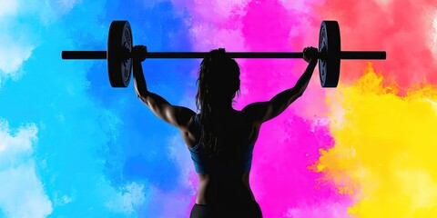 Wall Mural - woman lifting barbell 