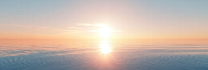 Aufkleber - Beautiful sunrise over calm ocean water reflecting vibrant colors in tranquil sky at dawn. Generative AI