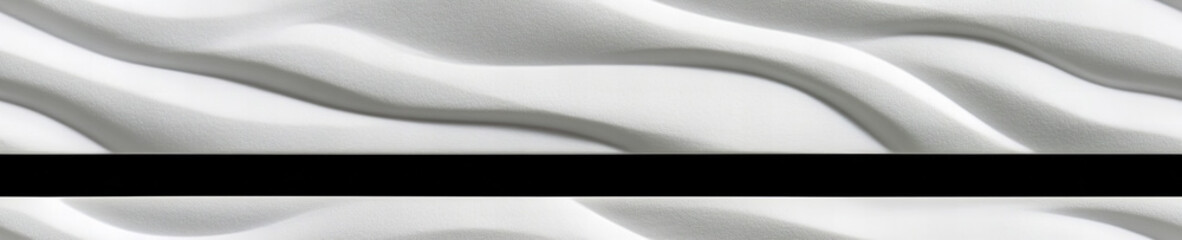Wall Mural - Abstract design of smooth wave patterns on a white surface with a black line cutting through the middle