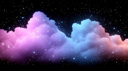 Sticker - Pink clouds with stars, night, for digital use