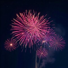 Wall Mural - spectacular pink and purple fireworks display at night celebration