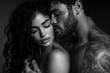 © ArtFocus Studio - A Captivating Monochrome Portrait of a Couple's Intimate Embrace: The interplay of light and shadow highlights the raw emotion and connection between two lovers.