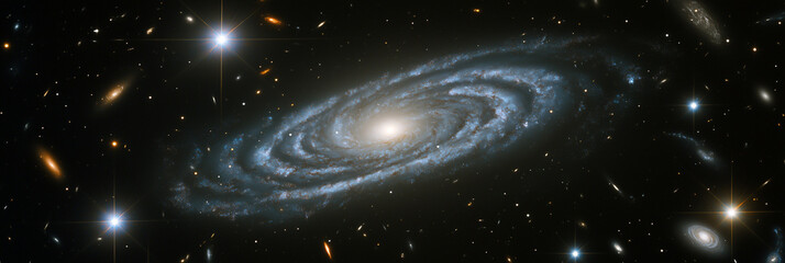 space background with spiral galaxy and stars