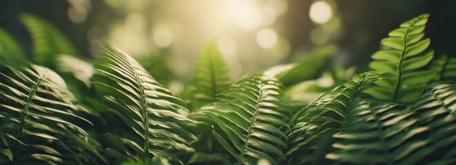 Wall Mural - green leaves with a blurred background and copy space for a nature concept blurred greenery banner, 