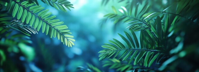 Wall Mural - green leaves on a blurred background with copy space for a nature and environment concept, suitable 