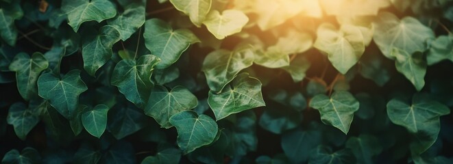 Wall Mural - green leaves with a blurred background banner for a nature concept and environmental theme backgroun