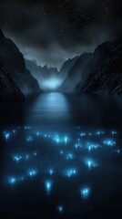 Wall Mural - a beautiful night sky with mountains in the background