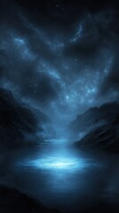 Wall Mural - a dark sky with a large body of water in the foreground