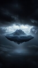 Wall Mural - a mountain is floating in the sky above a body of water