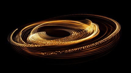 Wall Mural - abstract golden light swirl design on dark background