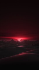 Wall Mural - a dark, red and black landscape with mountains in the background