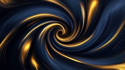 Wall Mural - abstract golden light swirl design on dark background