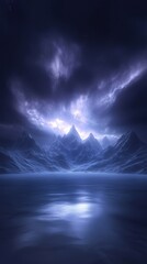 Wall Mural - a mountain range is reflected in the water of a lake