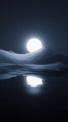 Wall Mural - a moon is reflected in the water of a lake