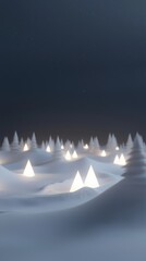 Wall Mural - a snowy landscape with a large number of lit up trees