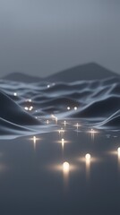 Wall Mural - a blurry image of a body of water with a mountain in the background