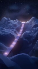 Wall Mural - a mountain range with a long, narrow staircase leading up to it