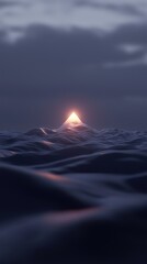 Wall Mural - a mountain with a glowing light on top of it