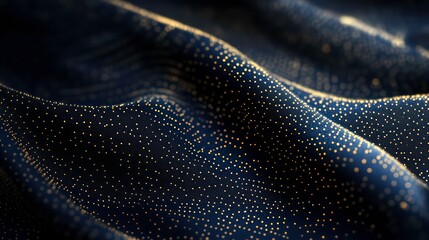 Wall Mural - abstract dark blue and gold particle background with christmas golden light bokeh, shining particles