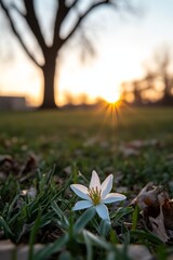 Poster - A breathtaking close-up of a spring flower captured on a Sunday morning - Stock