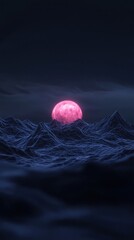 Wall Mural - a large red moon is in the sky above a mountain range
