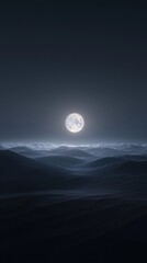 Wall Mural - a large moon is in the sky above a mountain range