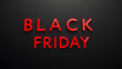 © Tark - a 3D writing 'BLACK FRIDAY' RED ON A BLACK BACKGROUND. Generative AI