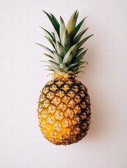 Aufkleber - Fresh pineapple displayed against a plain background emphasizing its vibrant color and unique texture for culinary use. Generative AI