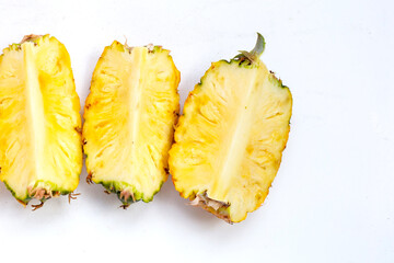 Wall Mural - Fresh pineapple on white background.