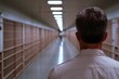 © Milos - A man stands at the end of a prison hallway, providing a contemplative view that reflects the emotional weight of incarceration and the search for connection and meaning.