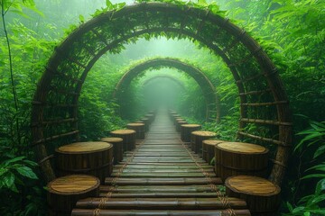 Canvas Print - Enchanted Forest Path: A Mystical Walkway through Lush Greenery