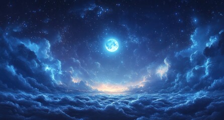 Wall Mural - Starry Night Sky and Flowing Milky Way in Impressionist Style