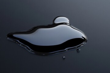 Poster - Shiny black oil puddle reflecting light in a dark environment on a smooth surface. Generative AI