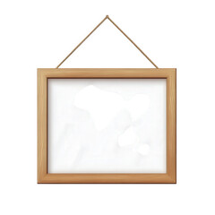 Wall Mural - simple wooden picture frame with a hanging string. designed to display artwork or photographs the frame is empty. inviting personalization and creativity its minimalist style suggests versatility for