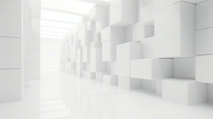 Poster - A minimalist backdrop featuring random white cubes, perfect for a clean and modern aesthetic in any design project.