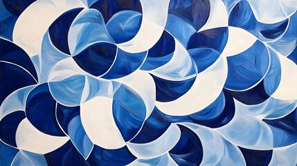 Wall Mural - Abstract Blue White Swirl Painting, Modern Art, Wall Decor