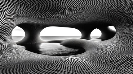 Wall Mural - Abstract ocean cave architecture, surreal seascape, design concept, 3D render