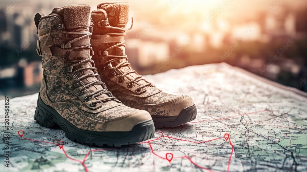 Military Boots on a Map: Ready for Adventure Stock Illustration | Adobe ...