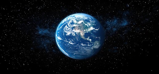 Wall Mural - Hyper-realistic Earth from Space with Stars and Soft Light Showcase of Planet and Galaxy