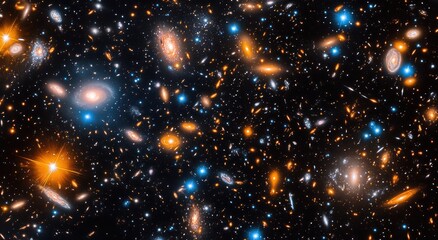 Wall Mural - starry night sky with swirling galaxies and bright stars in cosmic space panorama