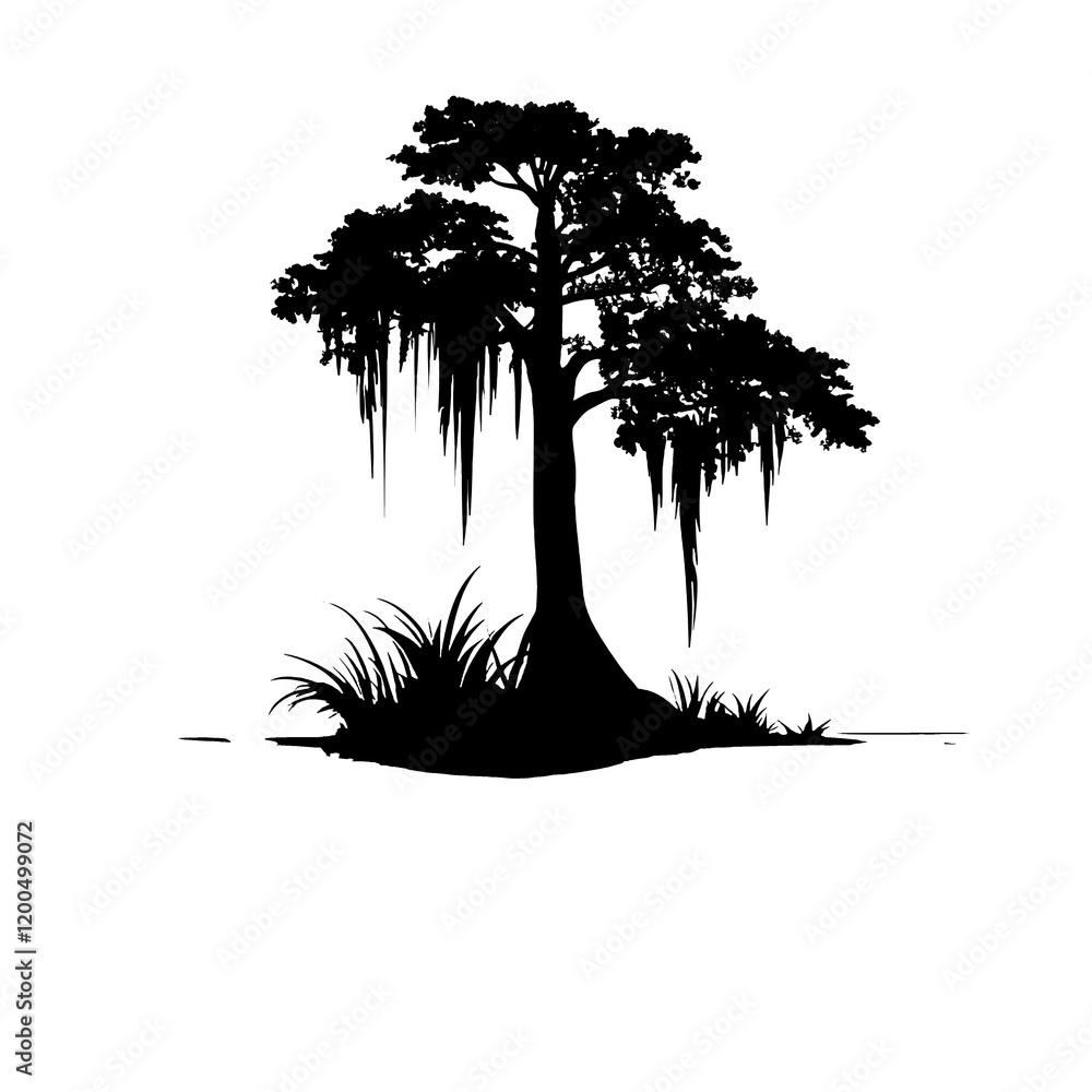 cypress tree swamp silhouette simple logo Stock Illustration | Adobe Stock