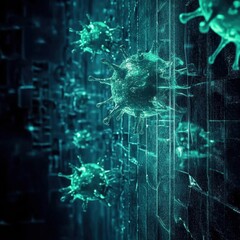 Fototapete - Strong glowing wall effectively deflecting viruses in a futuristic environment with vivid details and advanced technology. Generative AI