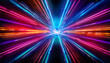 © Pastel - A vibrant explosion of colorful light beams radiating outward, creating a dynamic, energetic effect against a dark background.