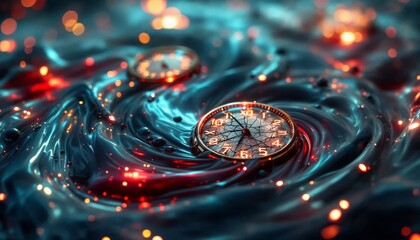 Wall Mural - time swirling in liquid light. abstract concept of time, flow, and ephemerality.