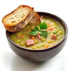 Wall Mural - Split Pea Soup with Ham and Crusty Rye bread