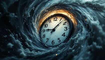 Wall Mural - time, clock in vortex. concept of time management, deadline, and time travel.