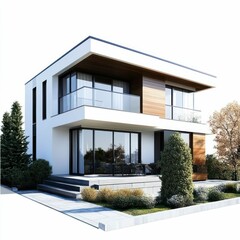 Wall Mural - modern luxury house with minimalist architecture, large glass windows, sleek design, outdoor pool, natural surroundings, and contemporary aesthetic.