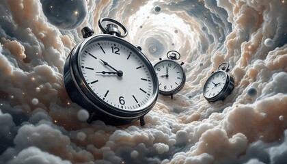 Wall Mural - time warp, clocks in clouds, surreal dream