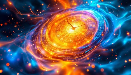 Wall Mural - abstract clock in space, time concept